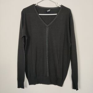 Network Men's V-neck Wool Sweater in Black Size Large Fall Winter